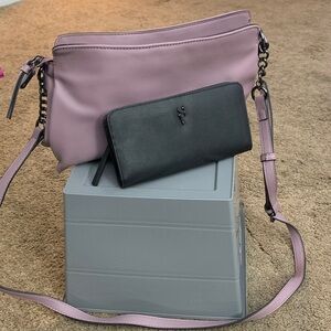 Simply Vera Vera Wang Pink and Black Crossbody Bag Set